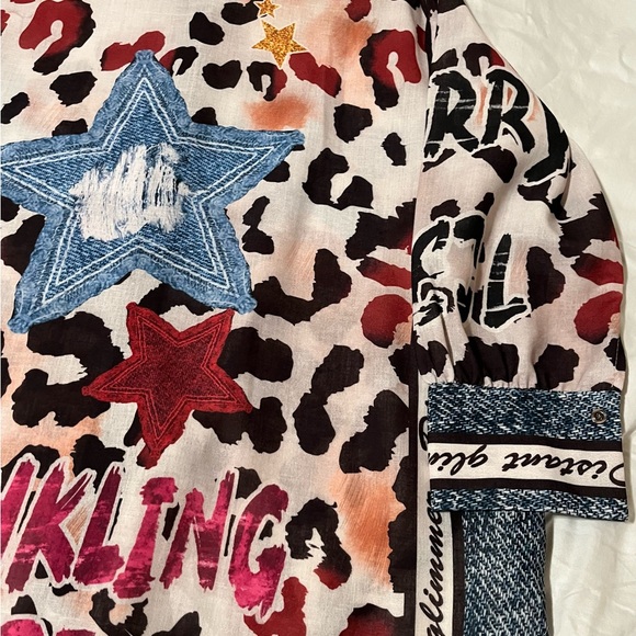 Made in Italy new buttondown shirt Avant Garde Stars Animal Print Arty Versatile - Picture 7 of 11